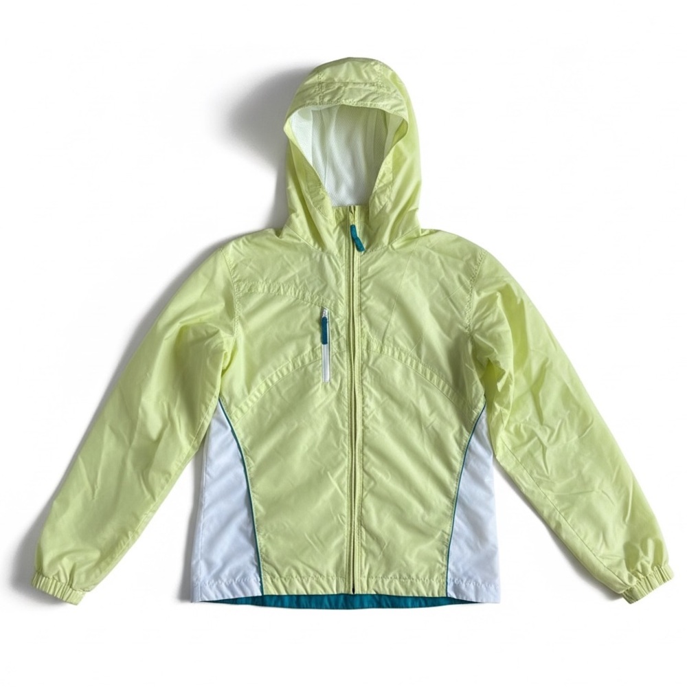 Columbia Lightweight Hooded Windbreaker Jacket Yellow Lime Green Youth 14/16